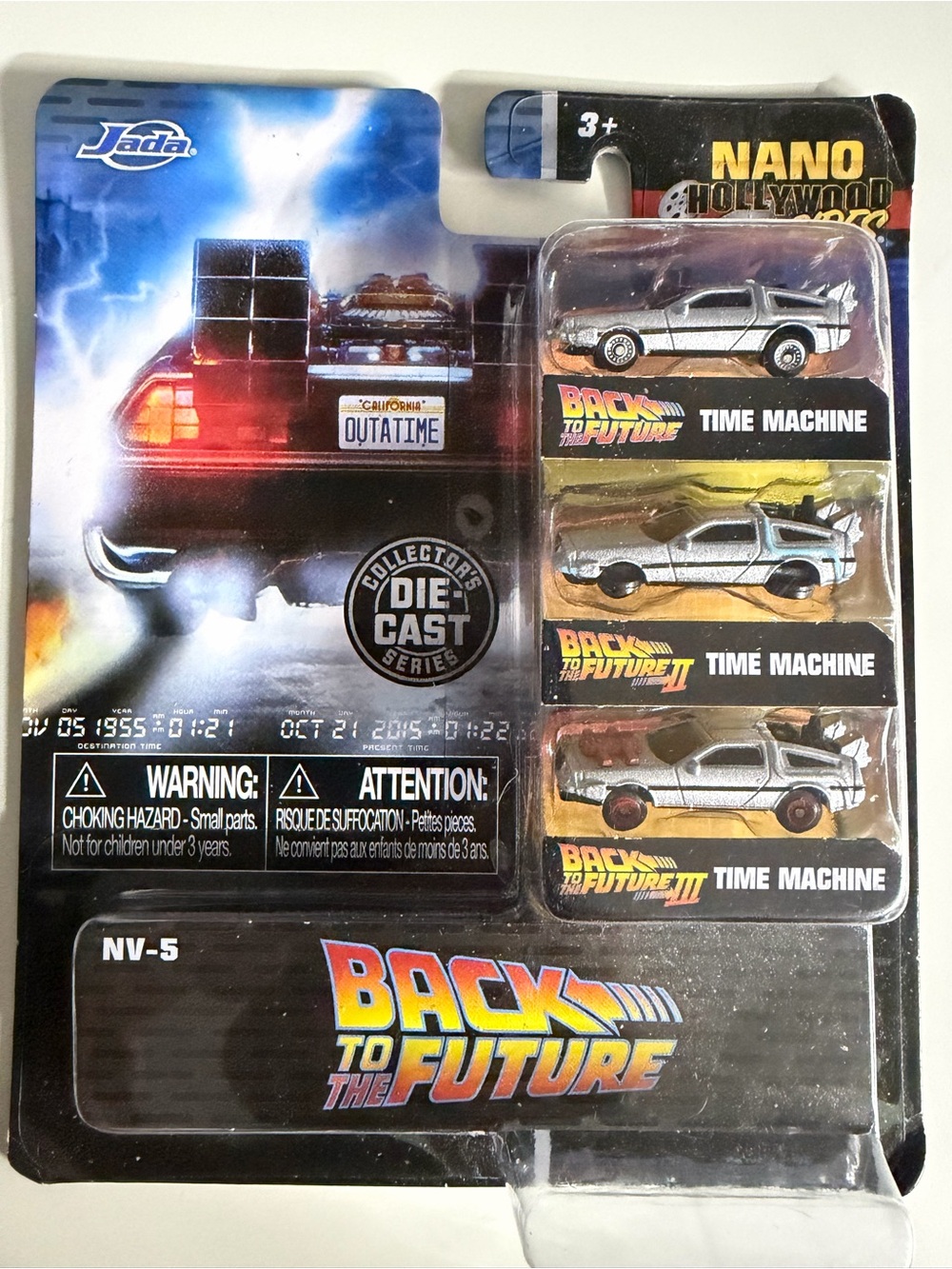JADA Back to the Future 3-Pack Silver Time Machines
